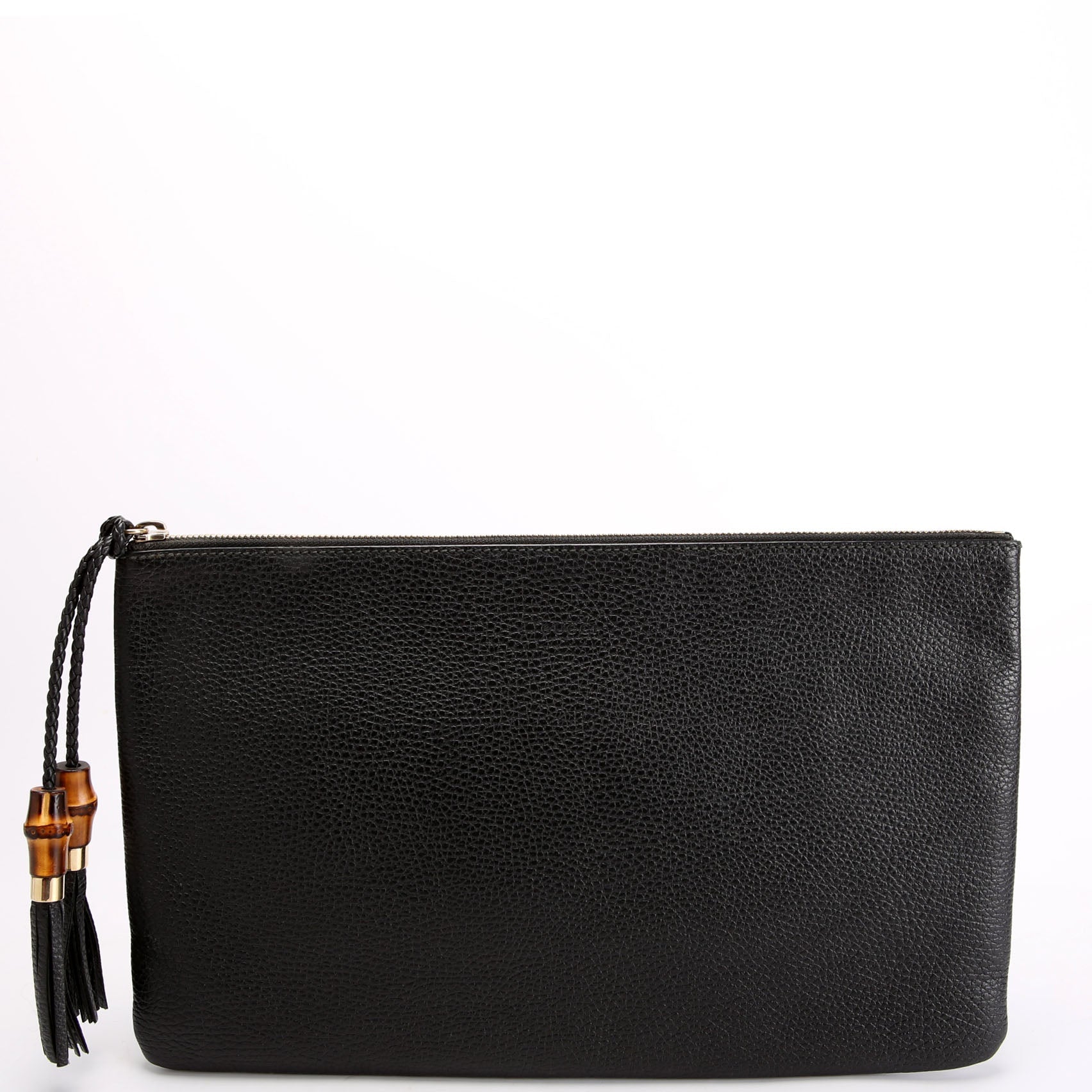 Gucci 449653 Bamboo Leather Clutch Black