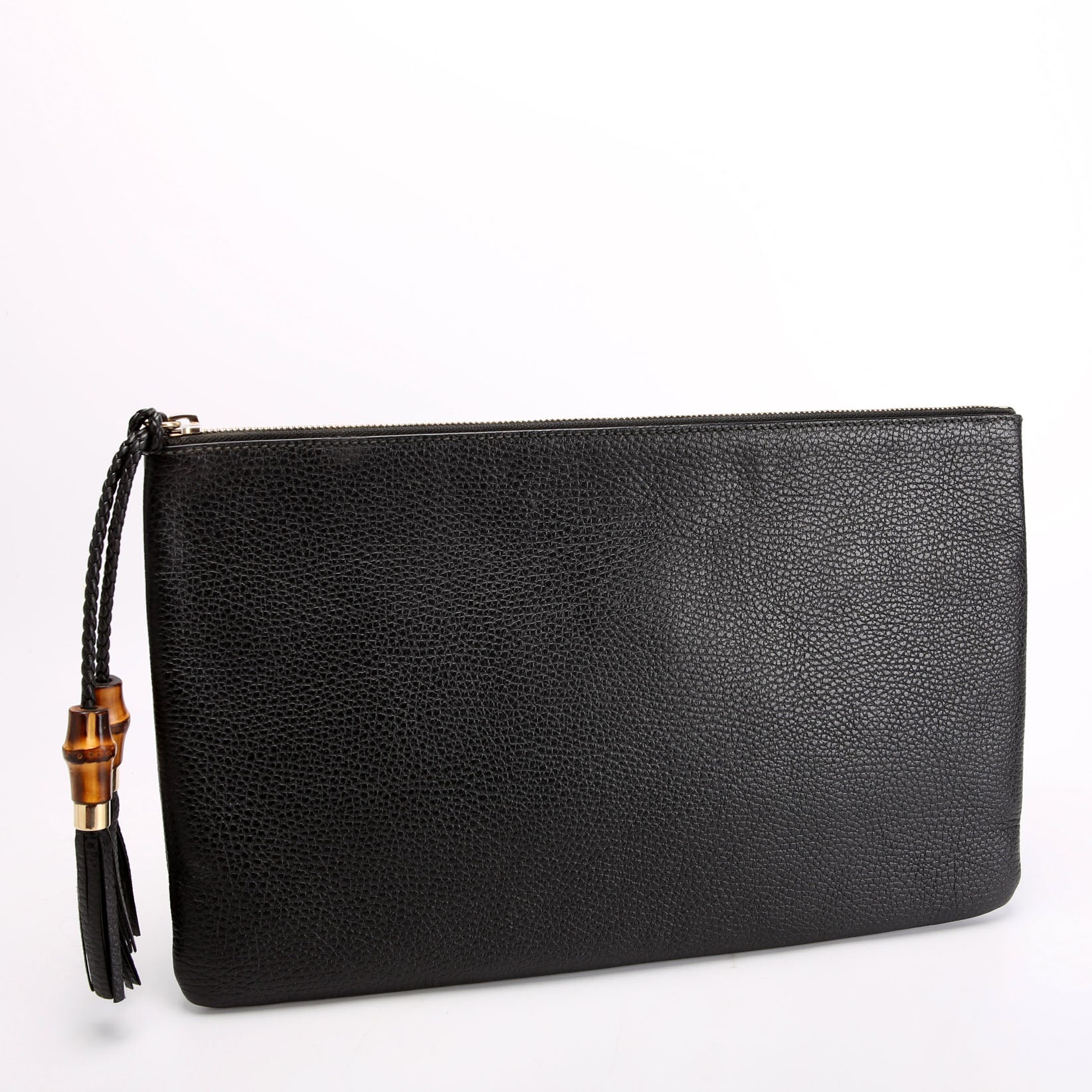 Gucci 449653 Bamboo Leather Clutch Black