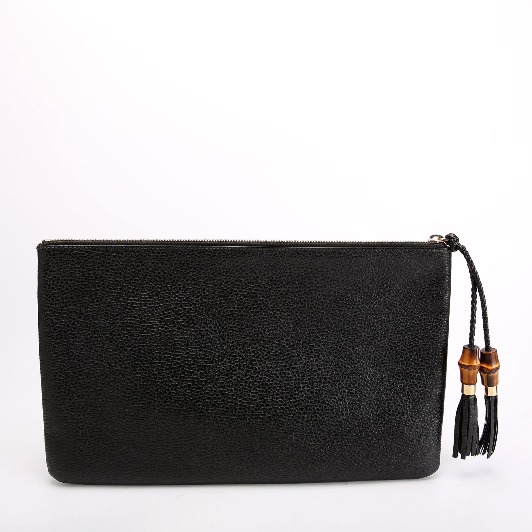 Gucci 449653 Bamboo Leather Clutch Black