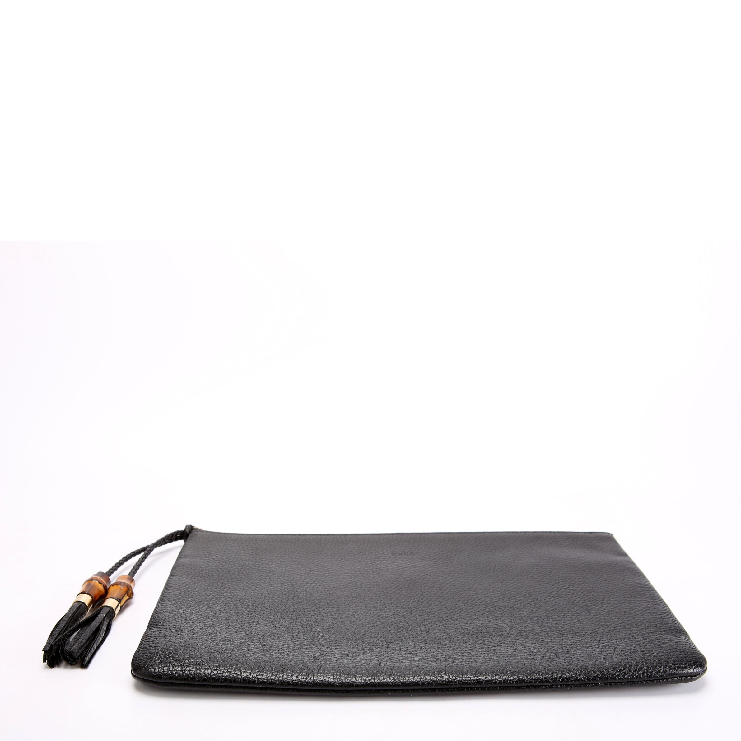 Gucci 449653 Bamboo Leather Clutch Black