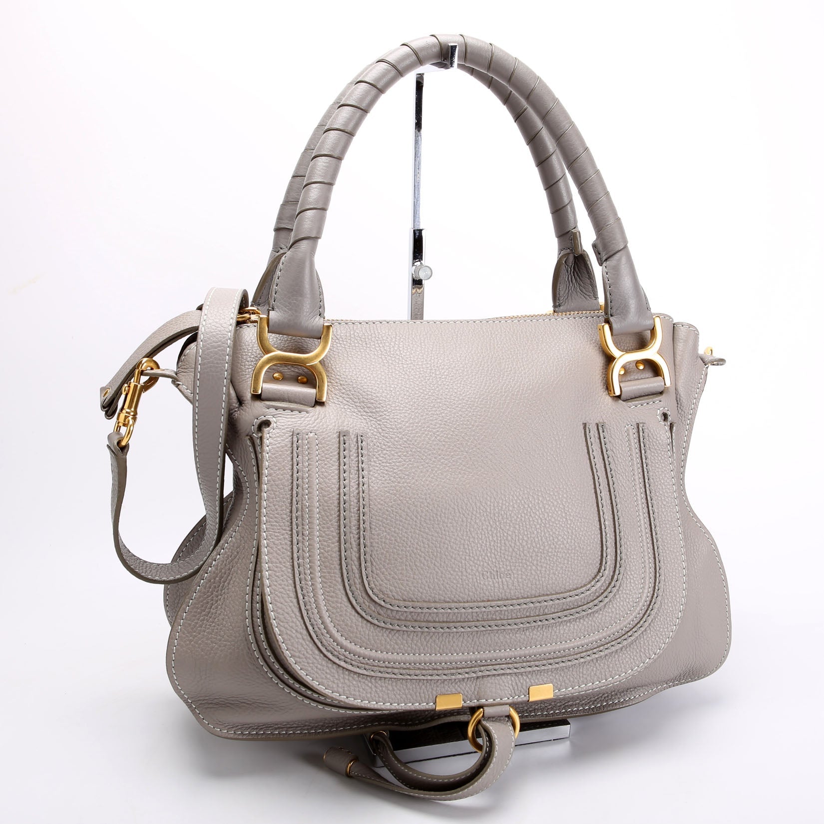 Marcie Satchel Medium Gray/Gold