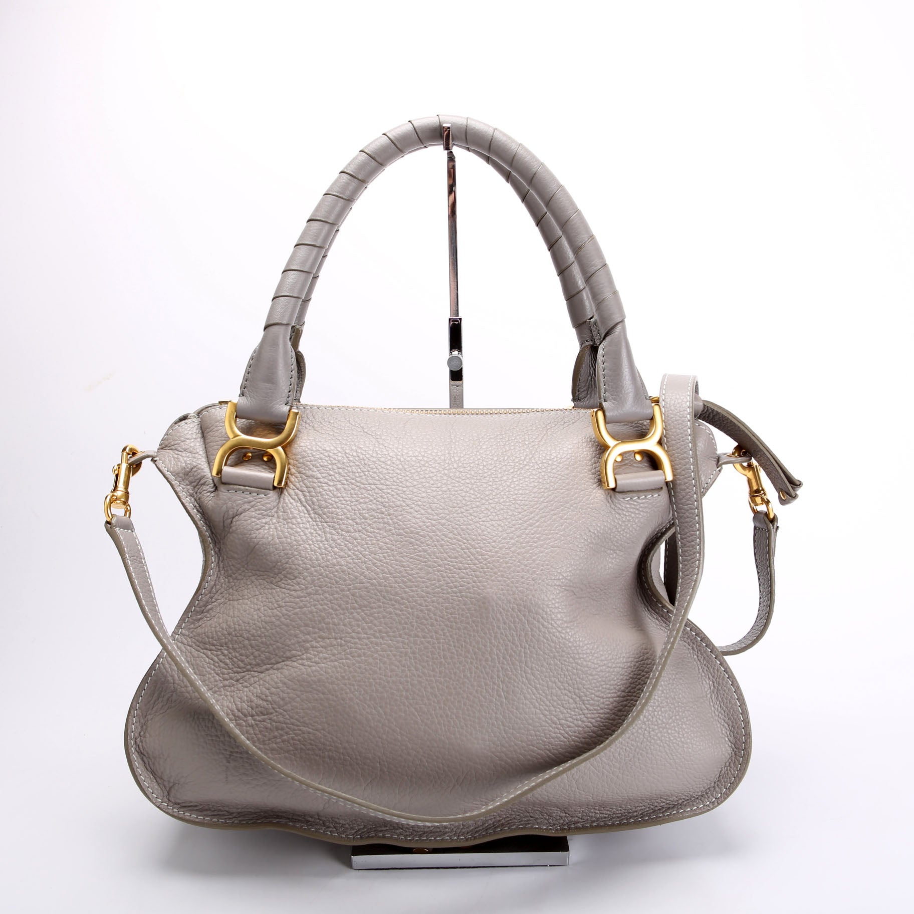Marcie Satchel Medium Gray/Gold