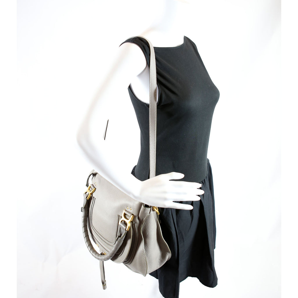 Marcie Satchel Medium Gray/Gold