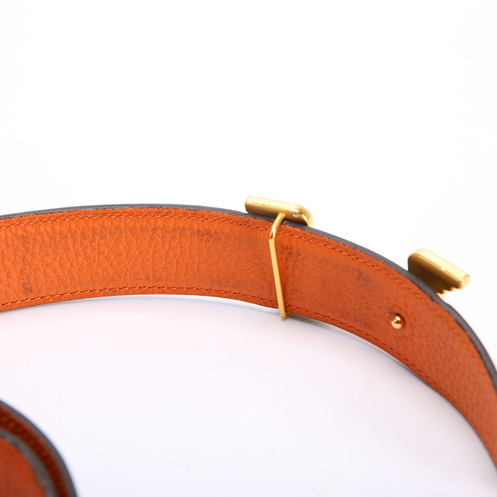 Hermes Pegase Reversible Leather Belt Size 85 Black/Orange