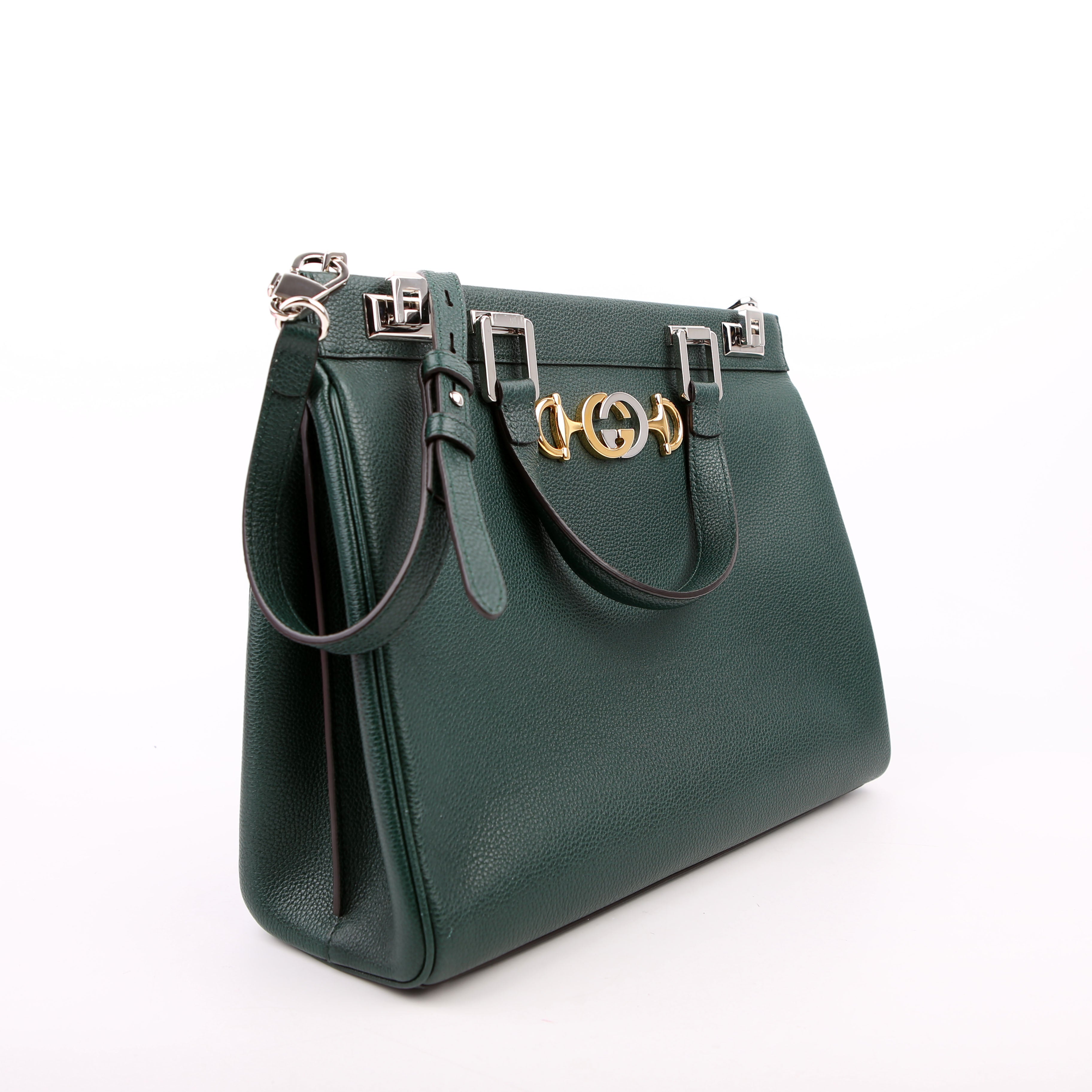 Gucci 564714 Zumi Top Handle Medium Green