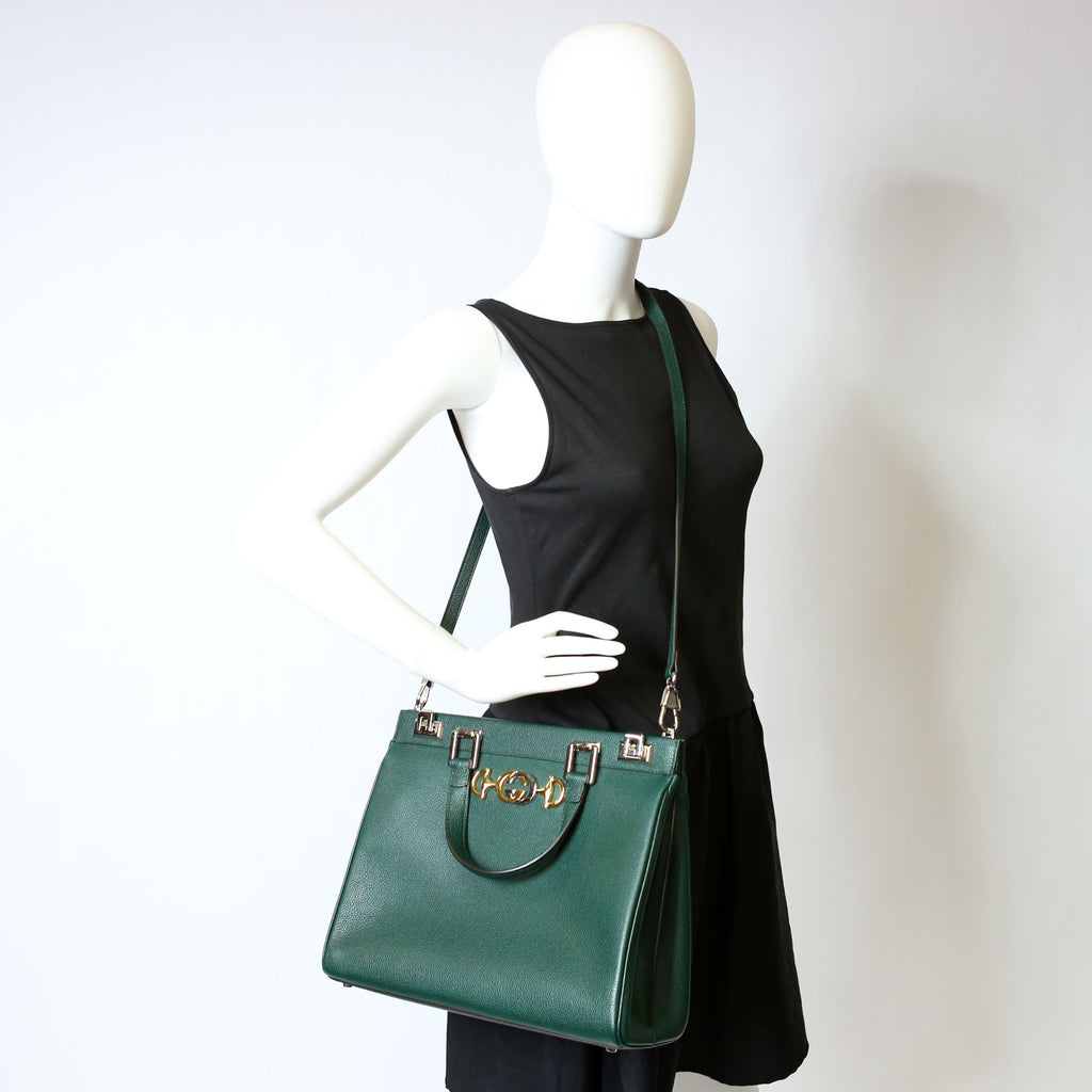 Gucci 564714 Zumi Top Handle Medium Green
