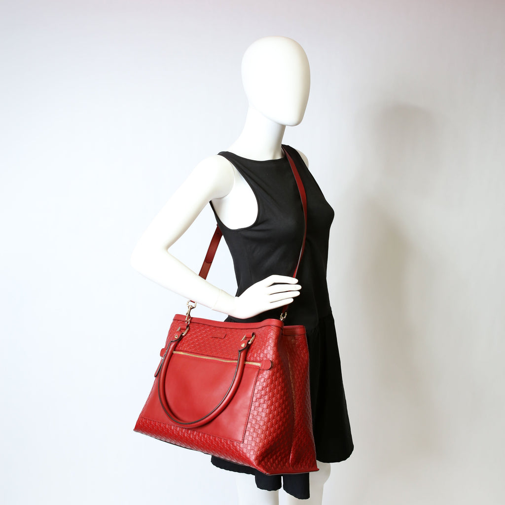 Gucci 510290 Micro Guccissima Tote Red