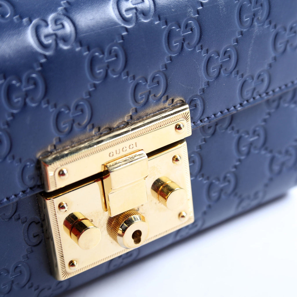 409487 Padlock Guccissima Small Navy