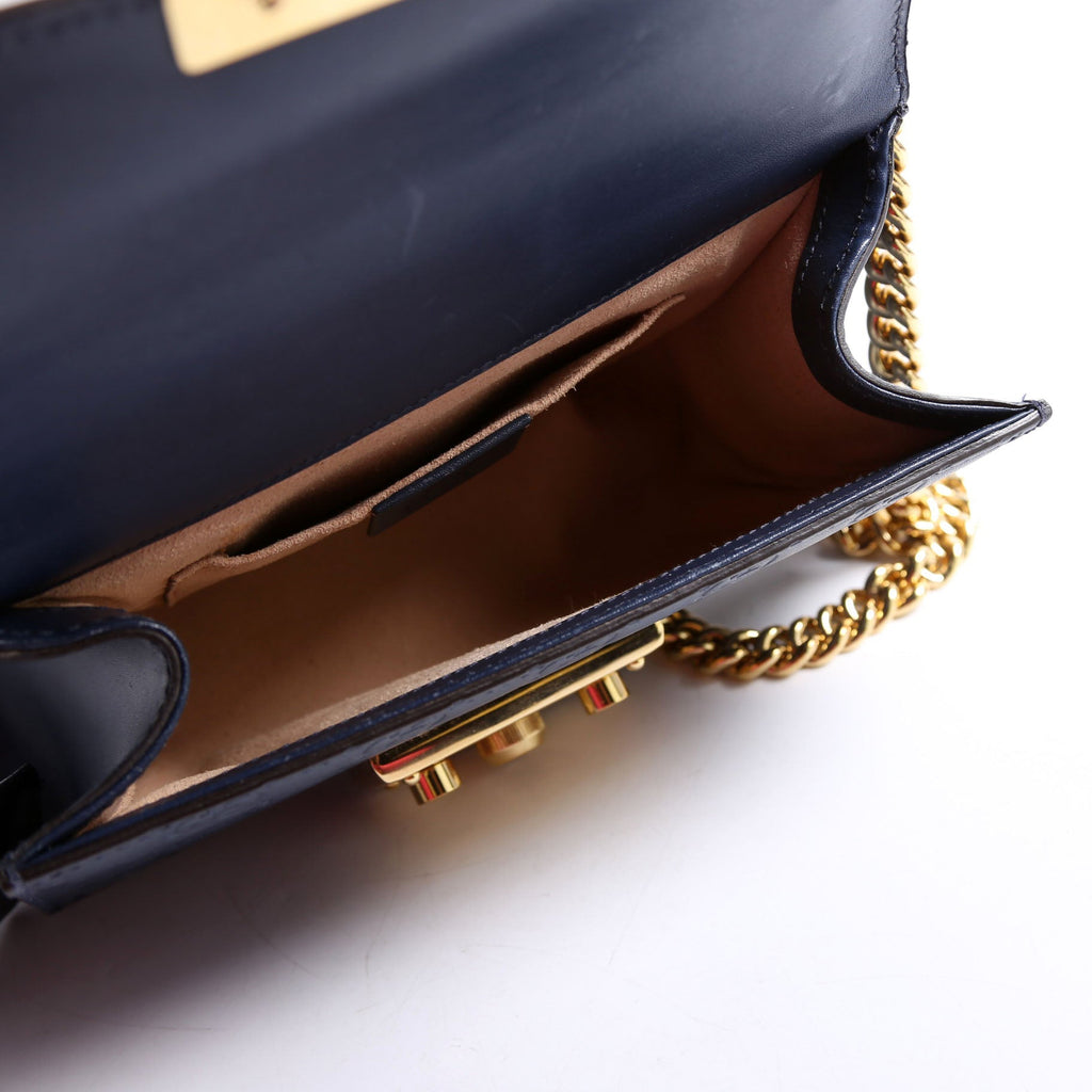 409487 Padlock Guccissima Small Navy