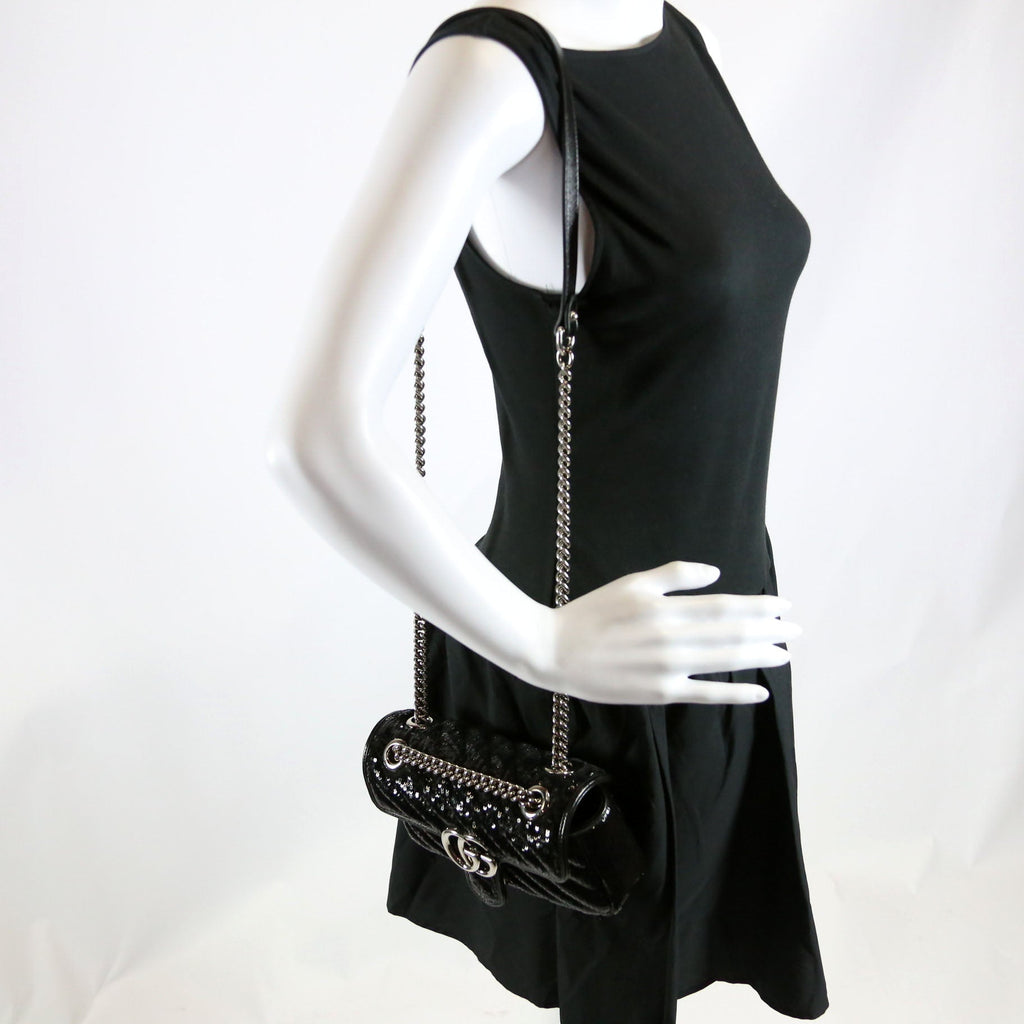 Gucci 446744 Marmont Sequin Shoulder Mini Flap