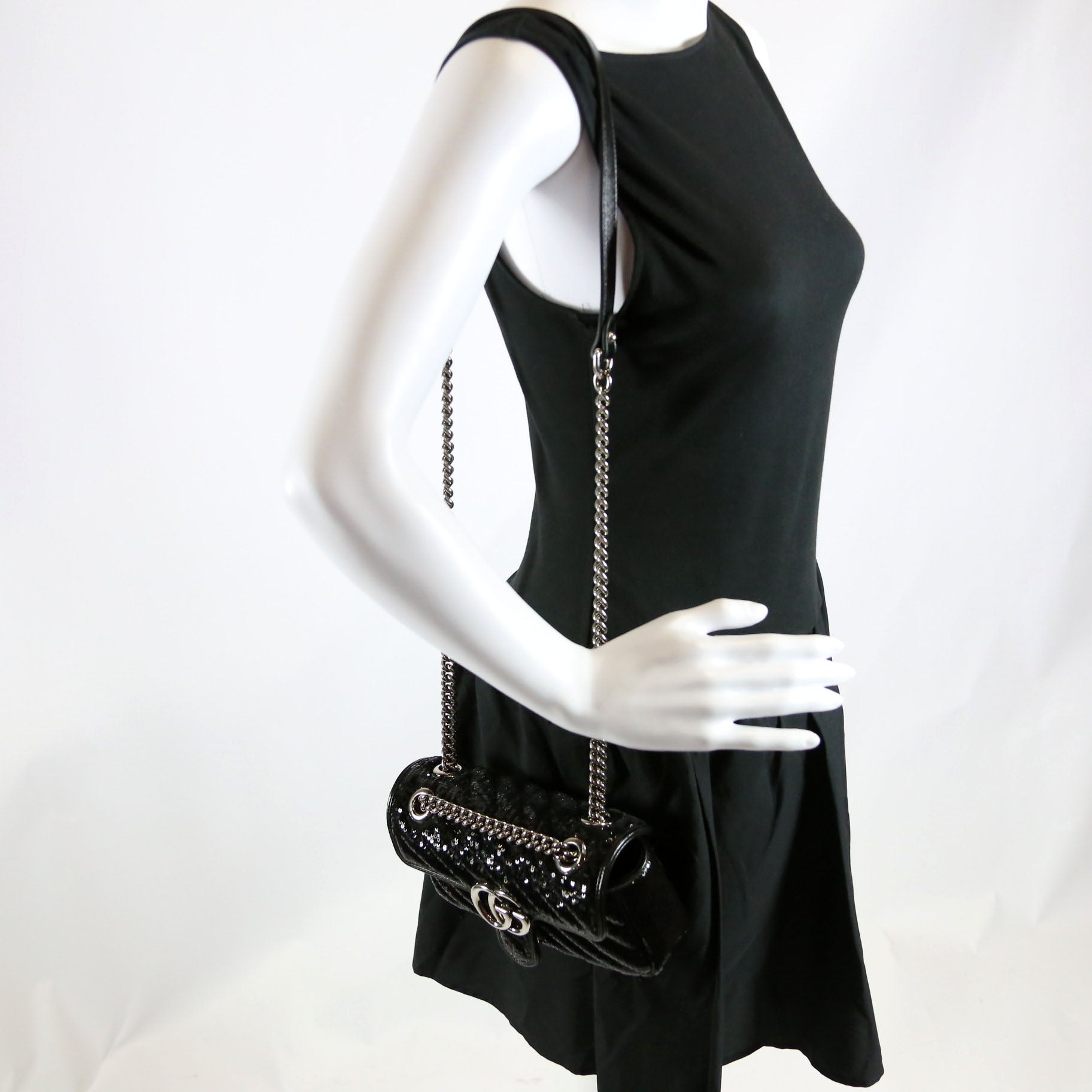 Gucci 446744 Marmont Sequin Shoulder Mini Flap