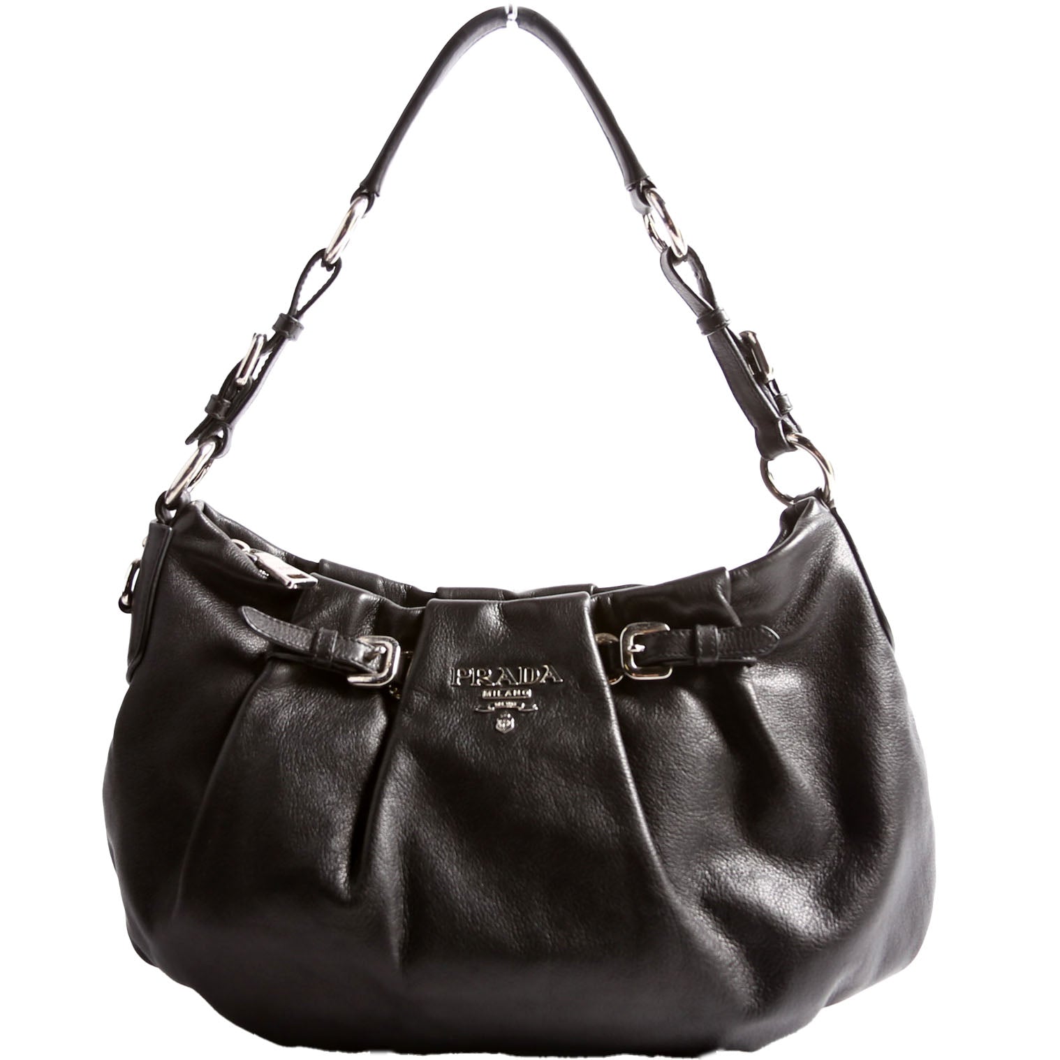 Pleated Soft Calfskin Hobo Black