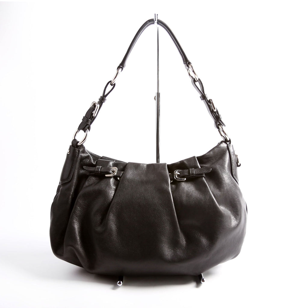 Pleated Soft Calfskin Hobo Black