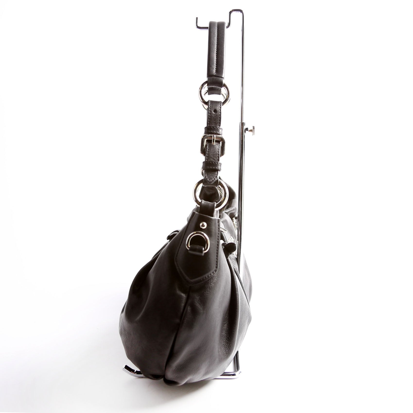 Pleated Soft Calfskin Hobo Black