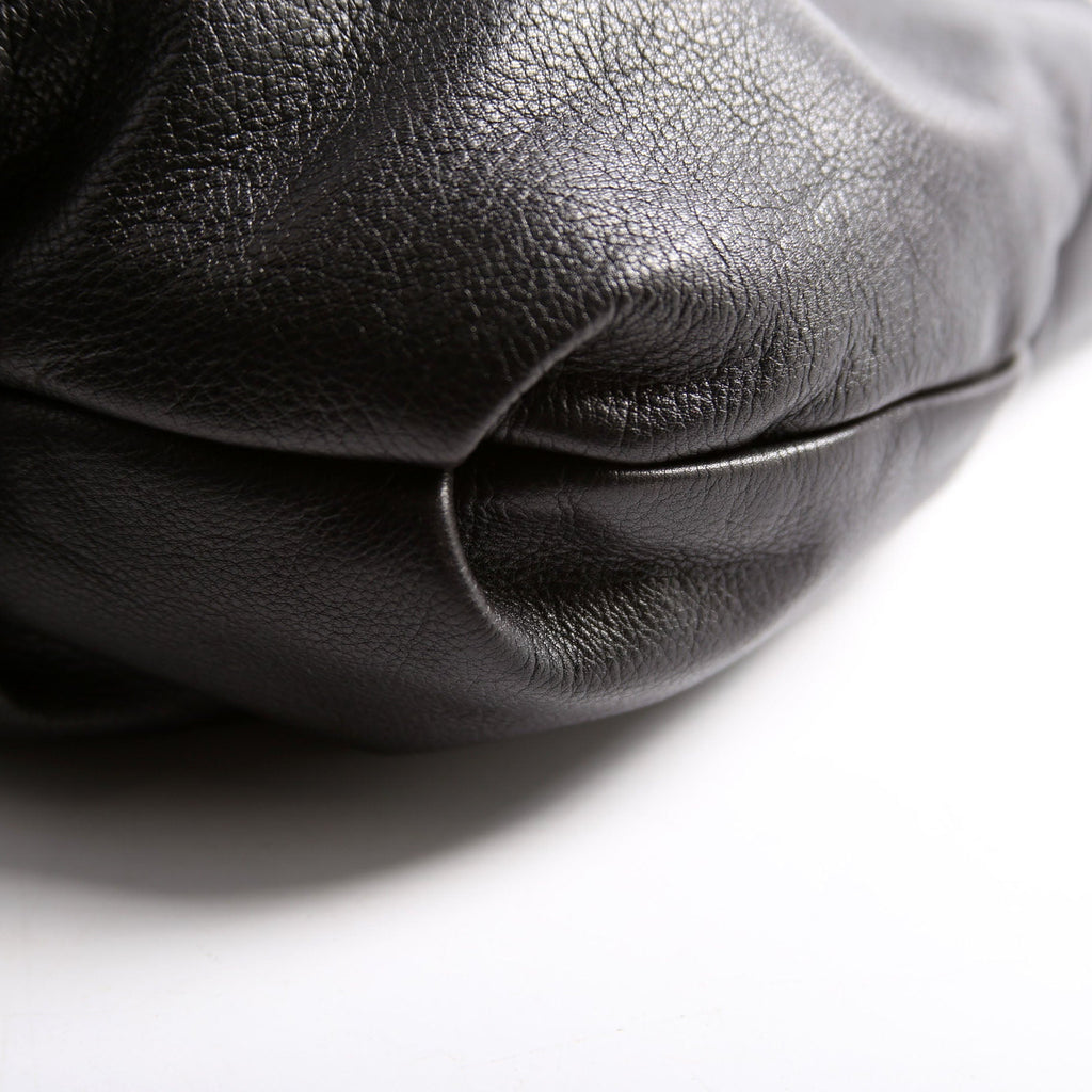 Pleated Soft Calfskin Hobo Black