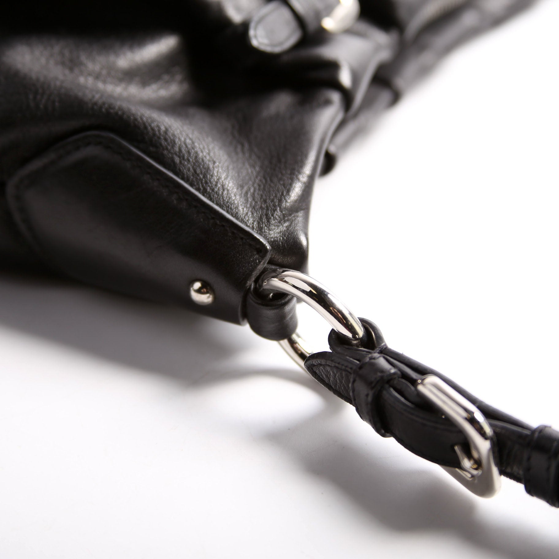 Pleated Soft Calfskin Hobo Black