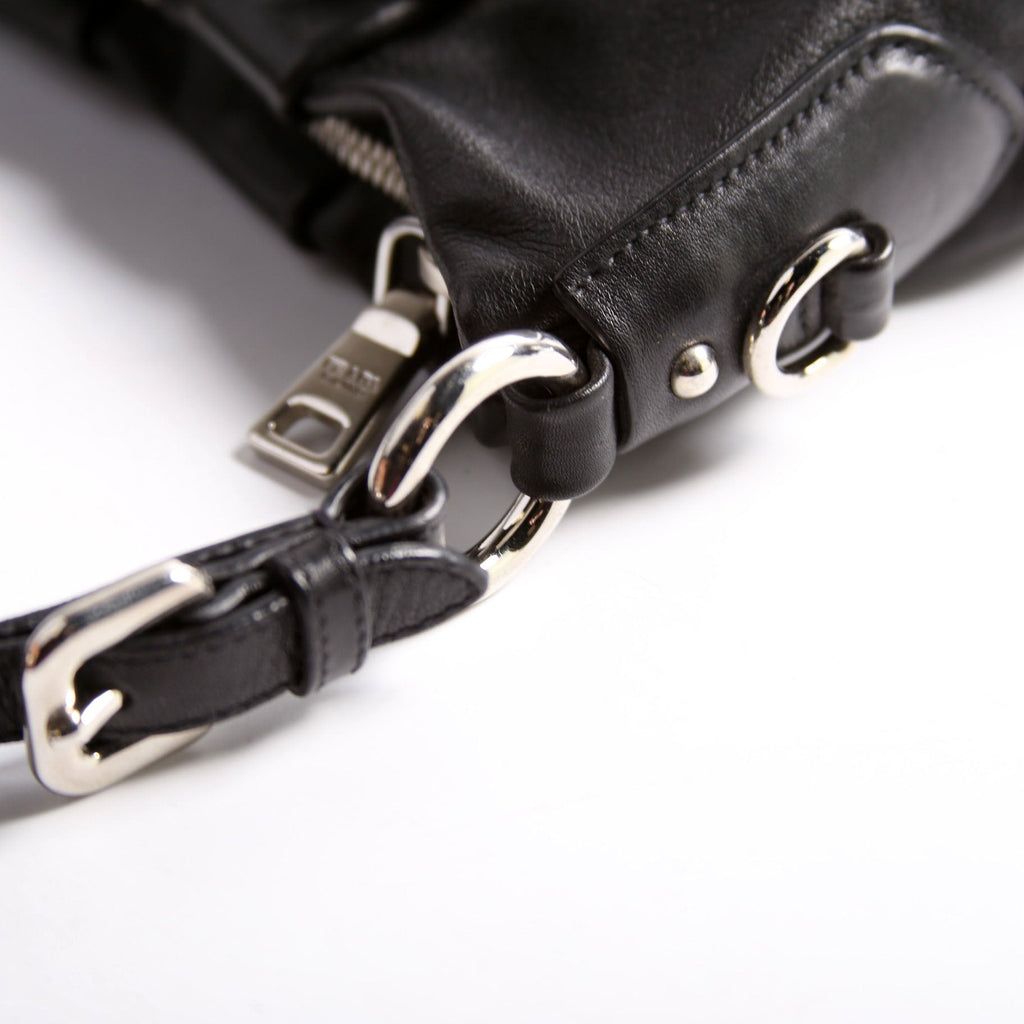 Pleated Soft Calfskin Hobo Black