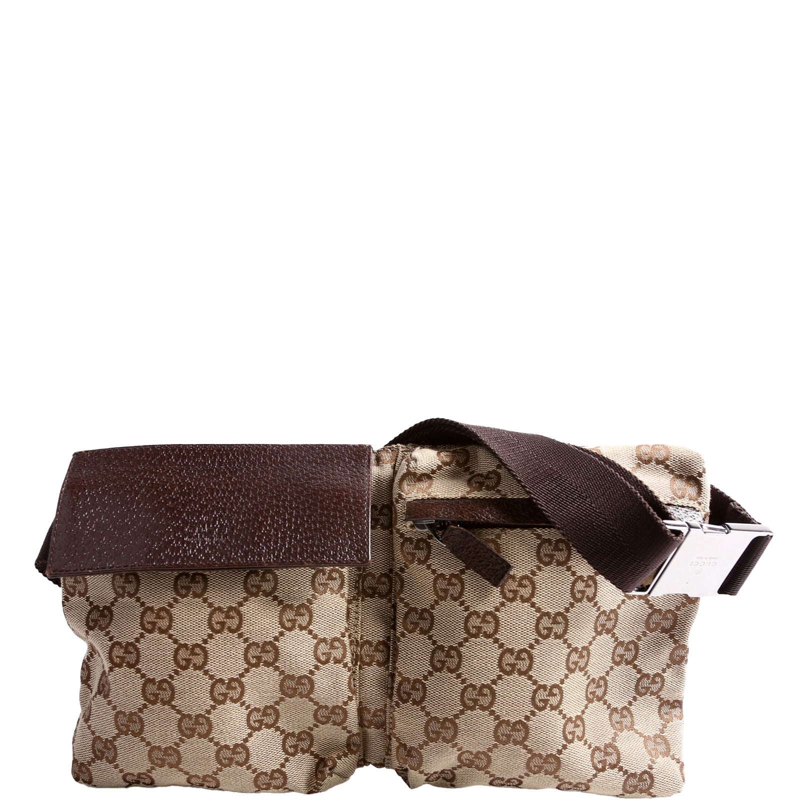 28566 GG Canvas Waist Bag Brown