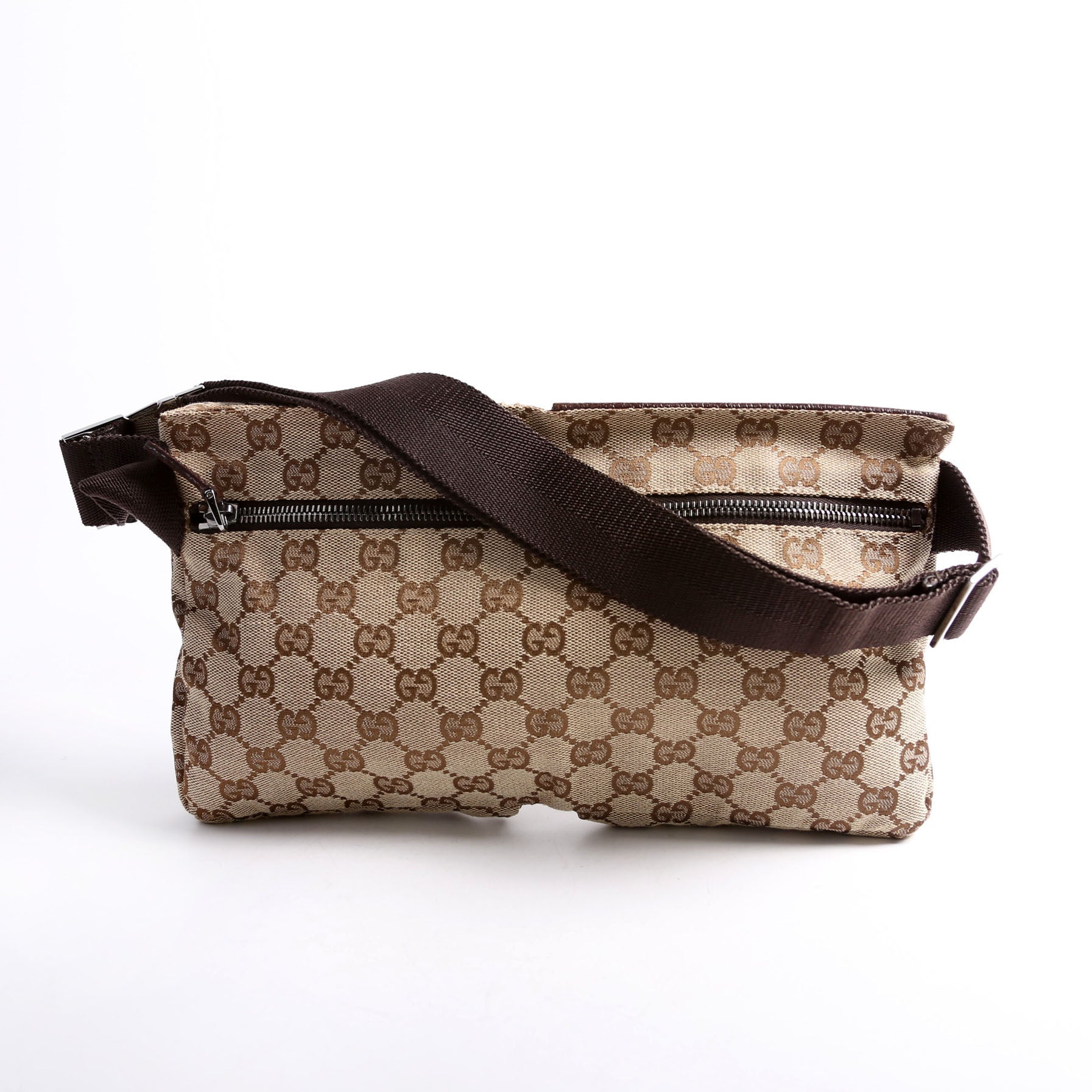 28566 GG Canvas Waist Bag Brown