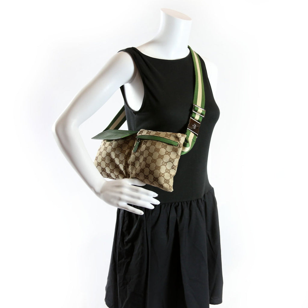 28566 GG Canvas Waist Bag Green