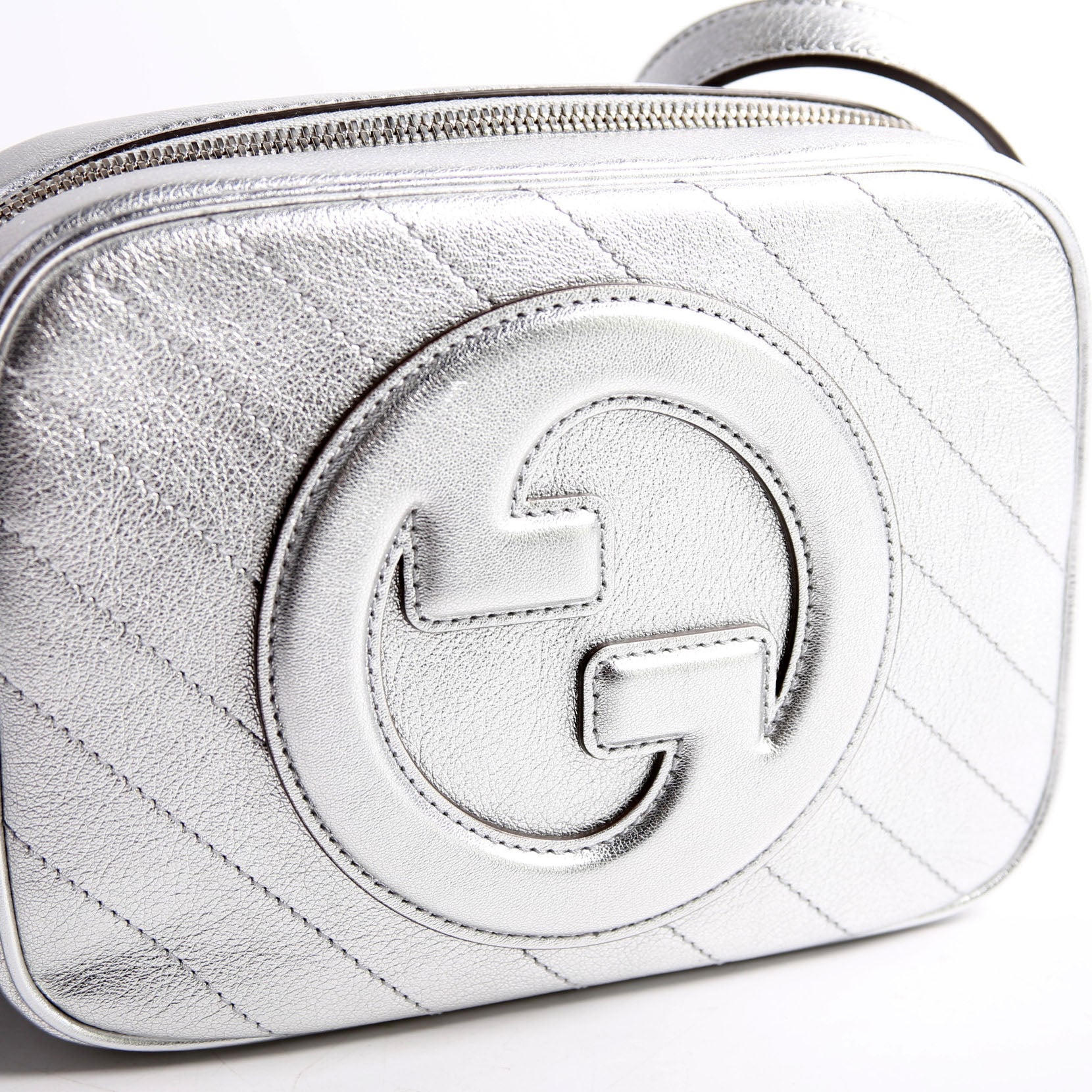Gucci 742360 Blondie Small Shoulder Bag Silver