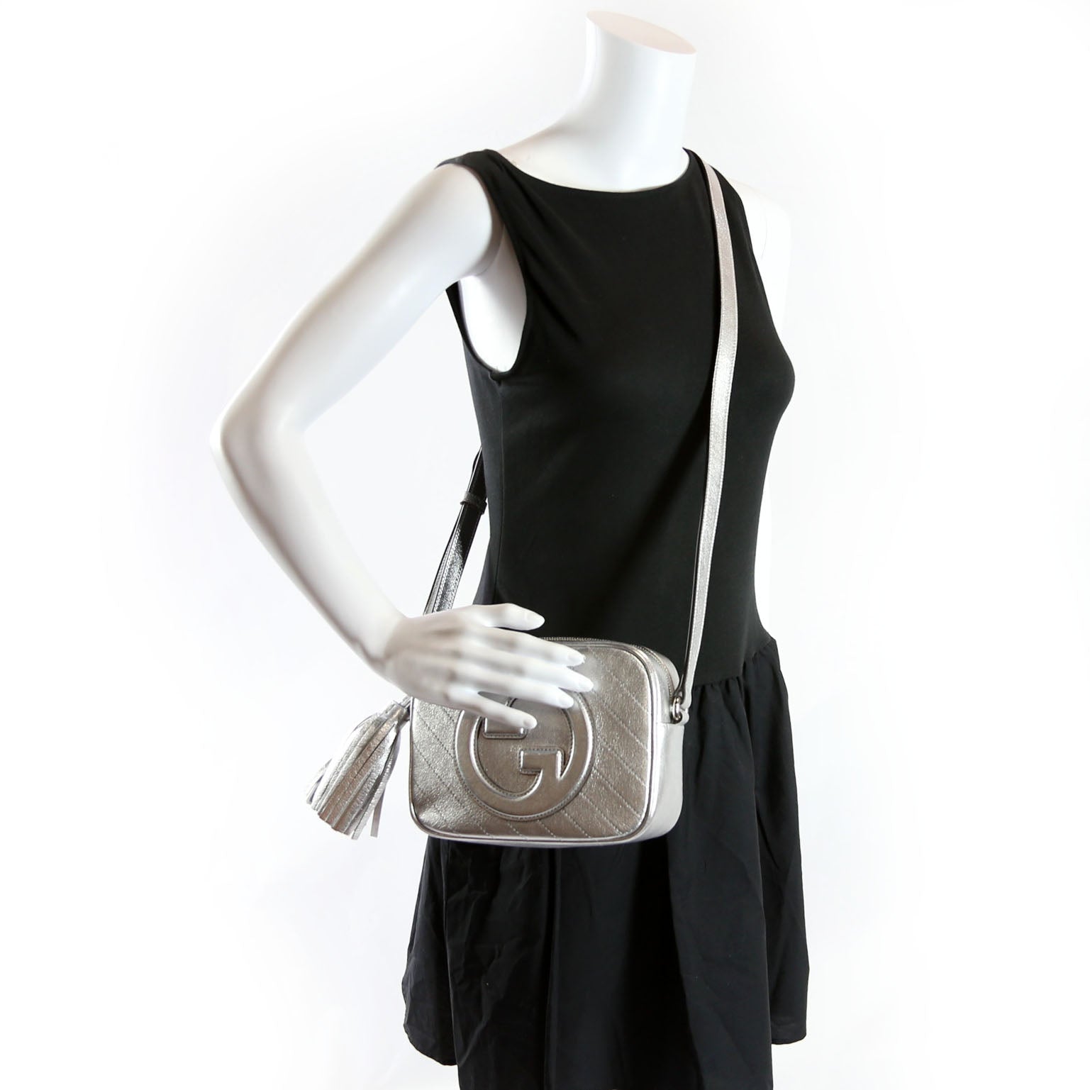 Gucci 742360 Blondie Small Shoulder Bag Silver