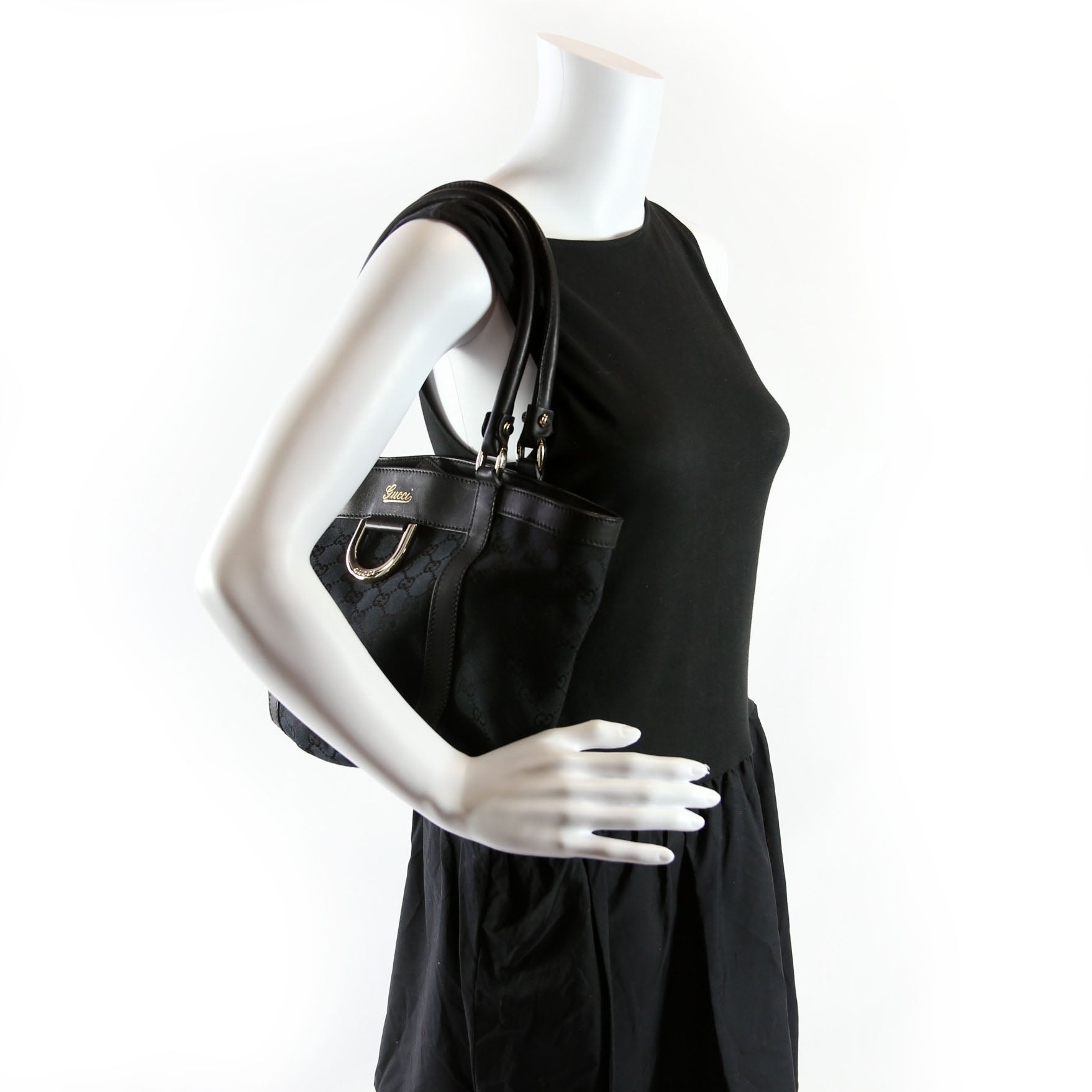 211983 GG Canvas D Ring Small Tote Black
