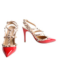 Rockstud Caged Heels Size 36.5 Red/Beige