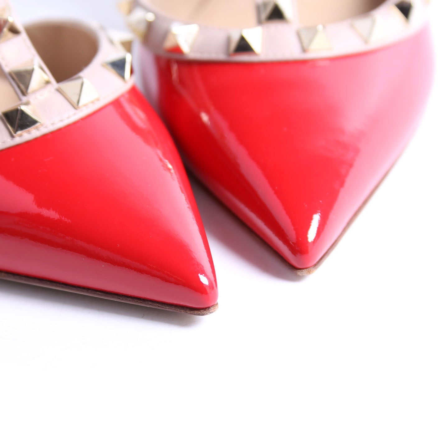Rockstud Caged Heels Size 36.5 Red/Beige