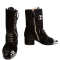 CC Cap Toe Velvet Lace-Up Boots Size 38