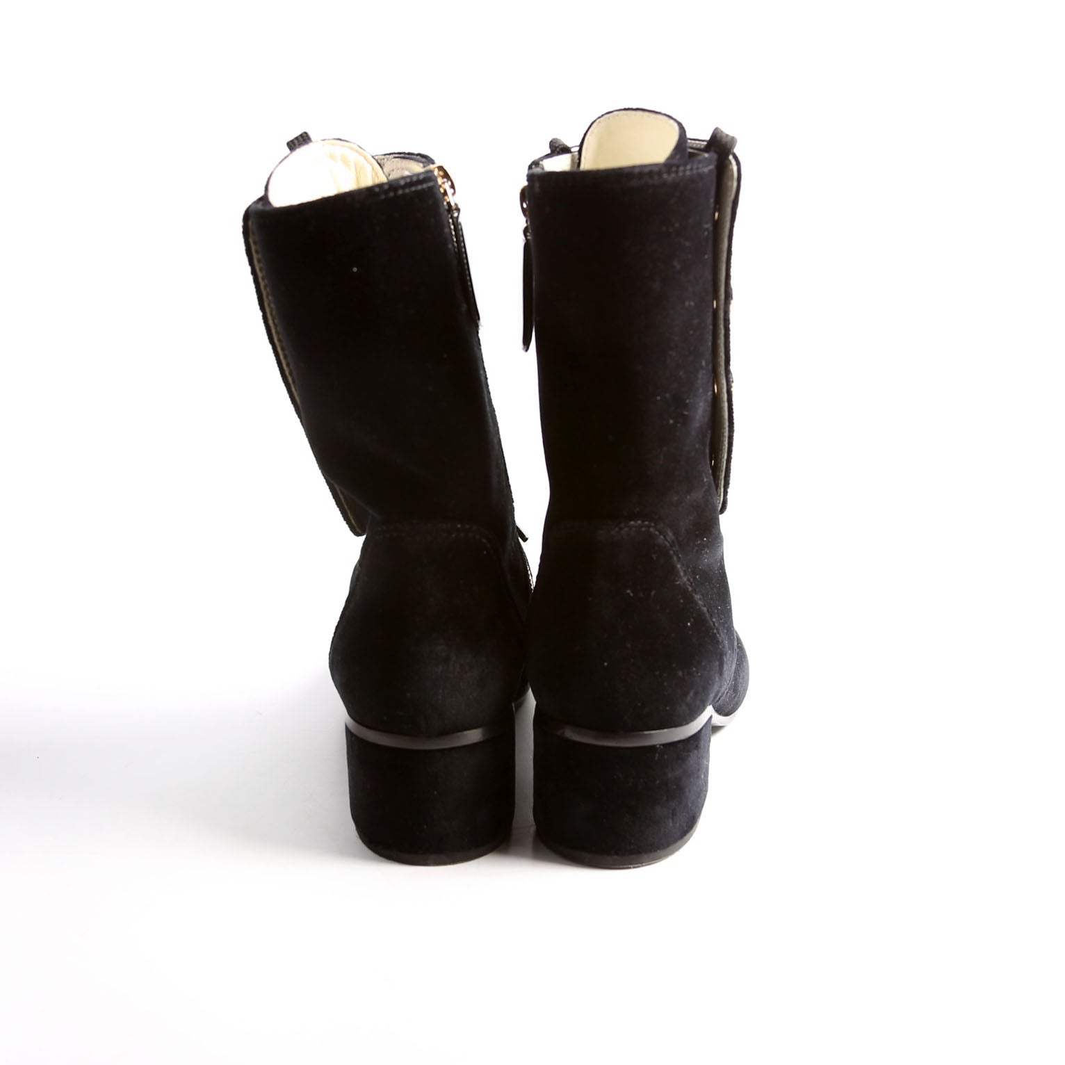 CC Cap Toe Velvet Lace-Up Boots Size 38