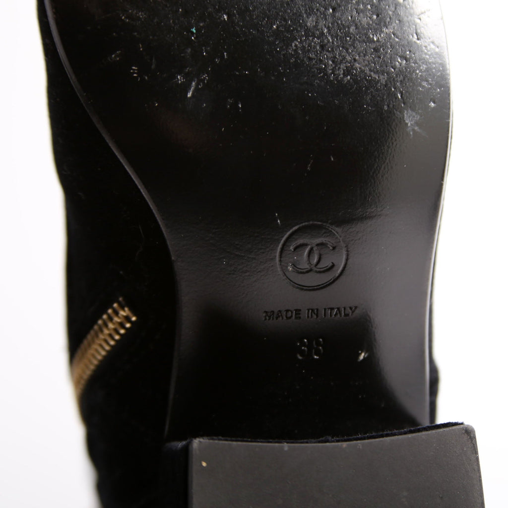 CC Cap Toe Velvet Lace-Up Boots Size 38