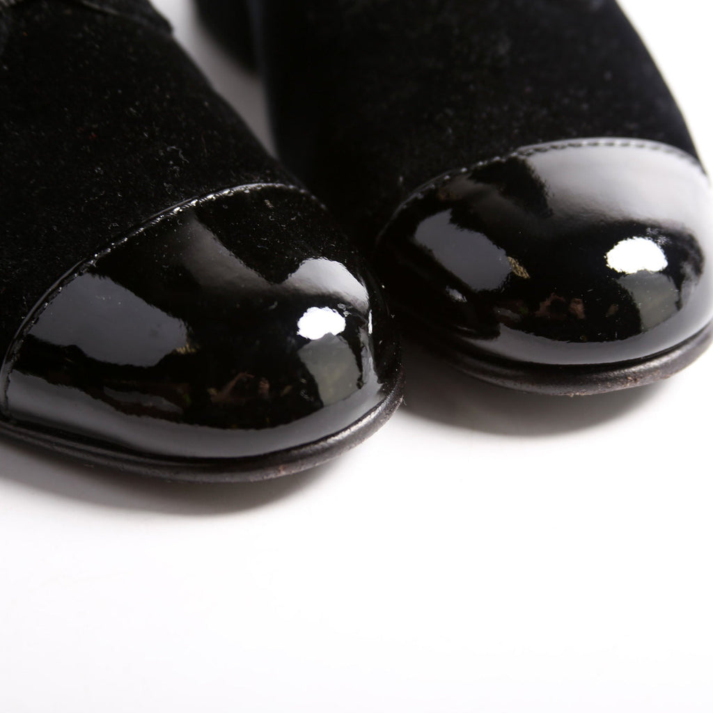 CC Cap Toe Velvet Lace-Up Boots Size 38