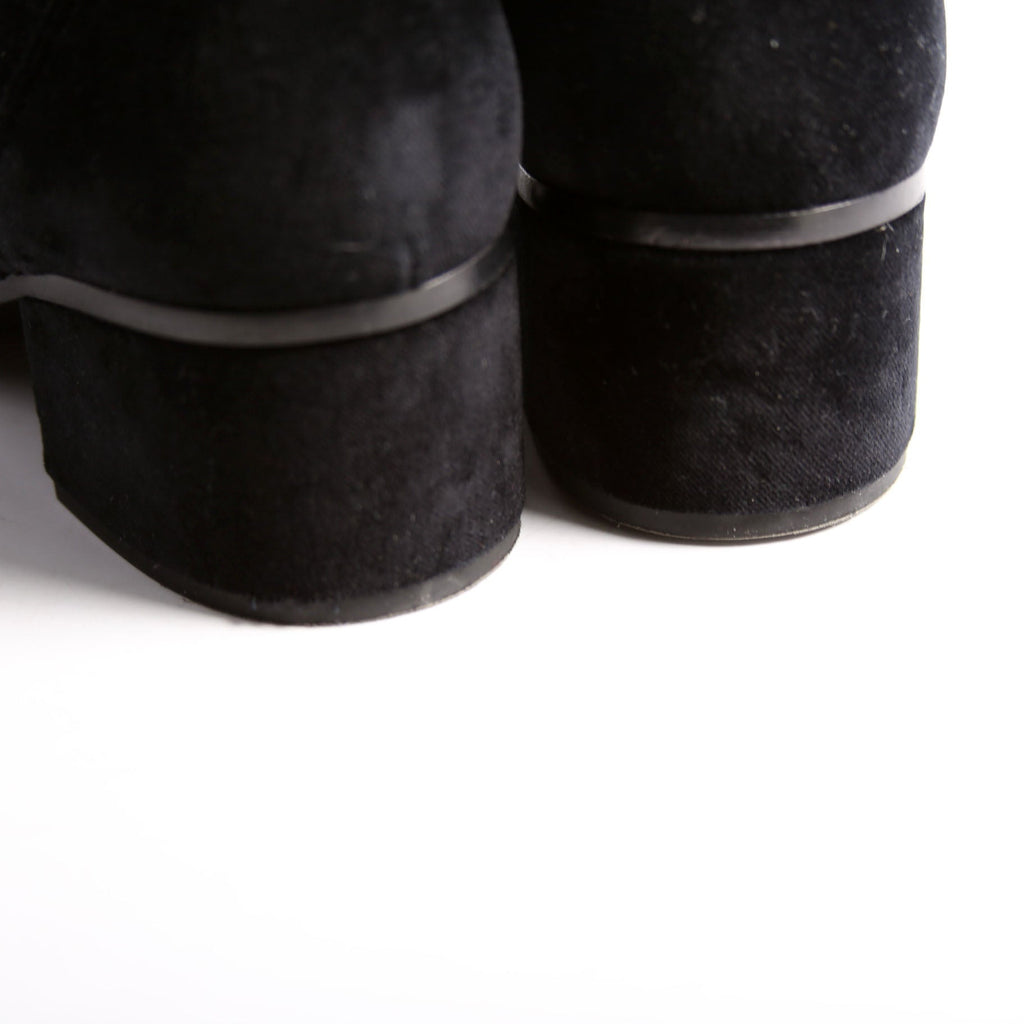CC Cap Toe Velvet Lace-Up Boots Size 38