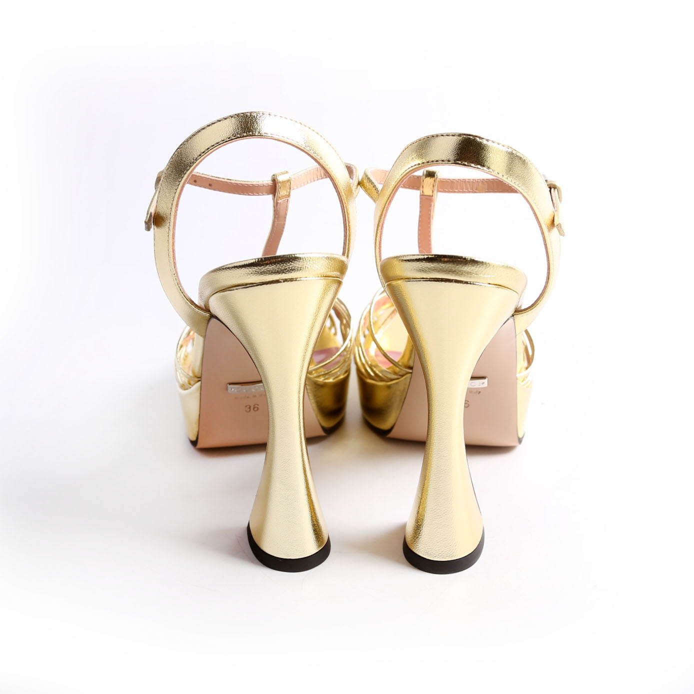 Logo Chain Strappy Platform Sandal Heels