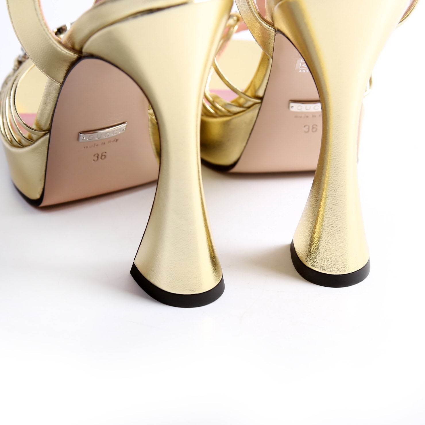 Logo Chain Strappy Platform Sandal Heels