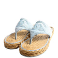 CC Terry Cloth Raffia Thong Sandals Size 37.5 Light Blue/Beige
