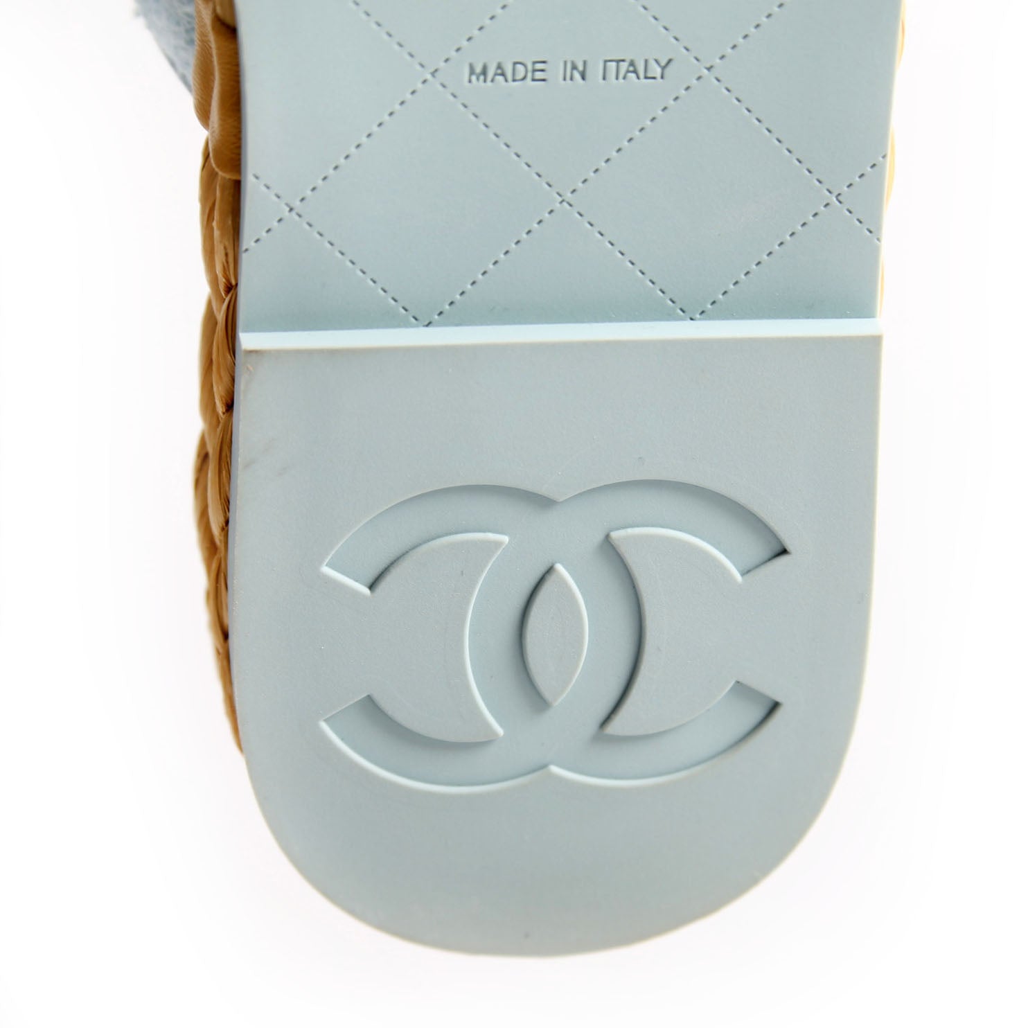 CC Terry Cloth Raffia Thong Sandals Size 37.5 Light Blue/Beige