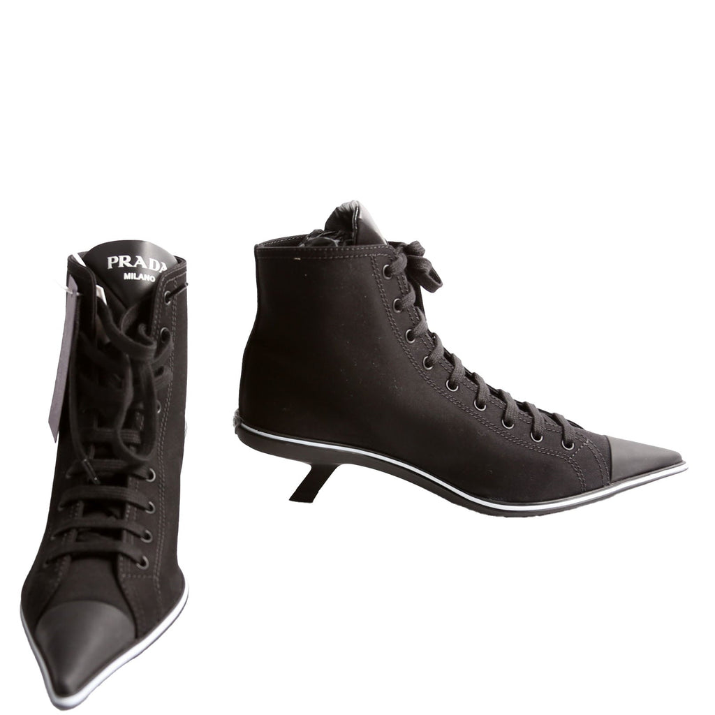 Prada Pointed Toe Sneaker Kitten Heel Size 37.5