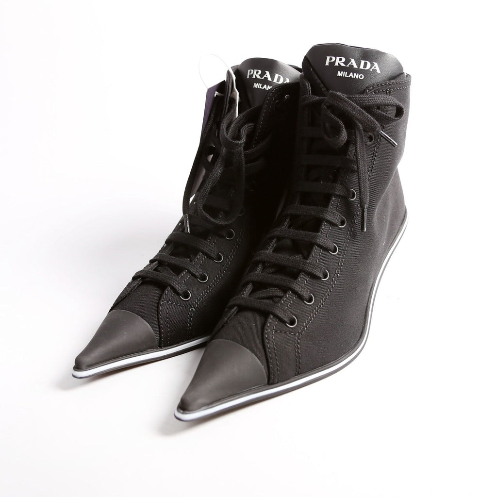 Prada Pointed Toe Sneaker Kitten Heel Size 37.5