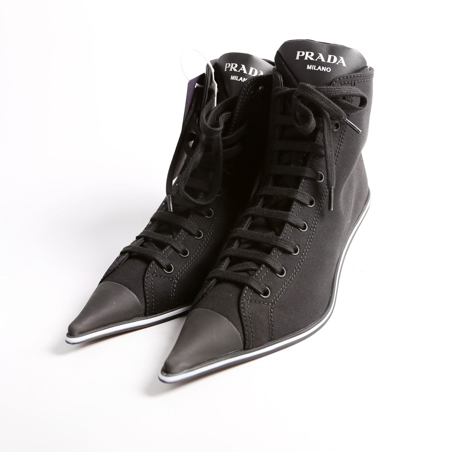 Prada Pointed Toe Sneaker Kitten Heel Size 37.5