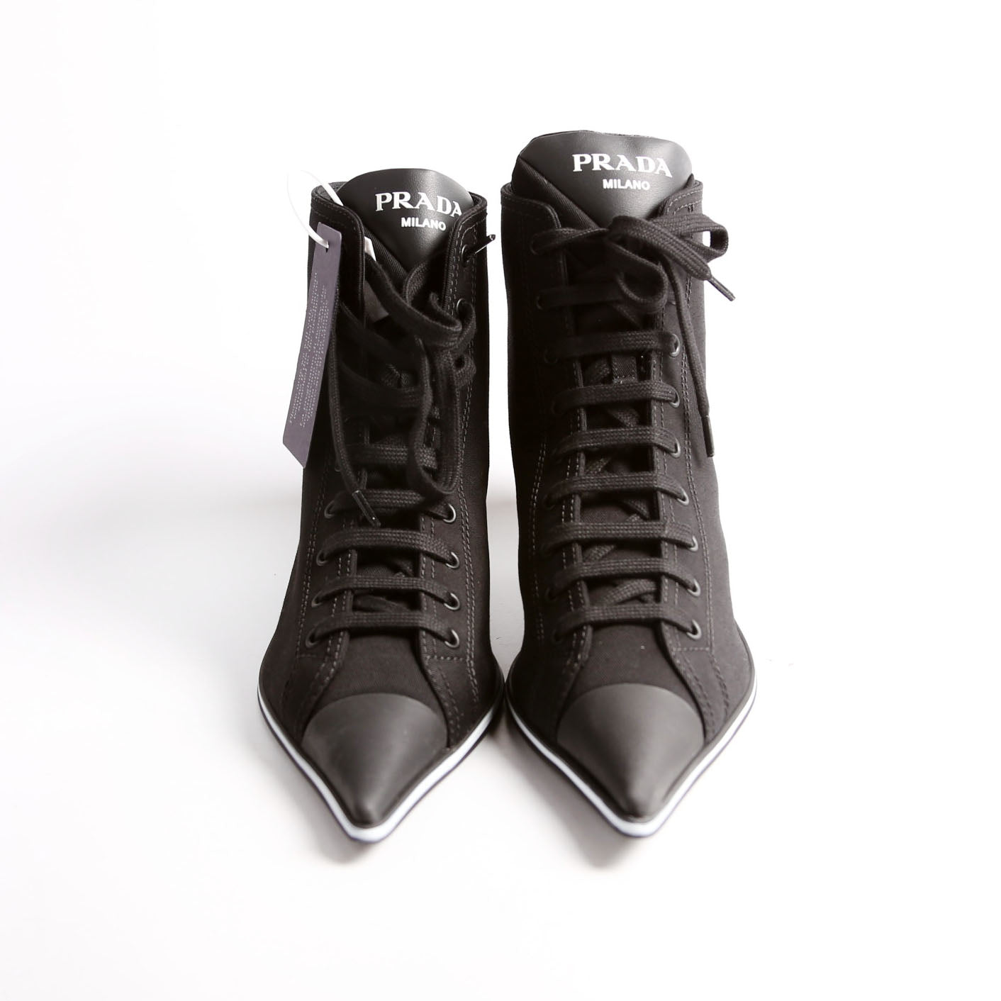 Prada Pointed Toe Sneaker Kitten Heel Size 37.5