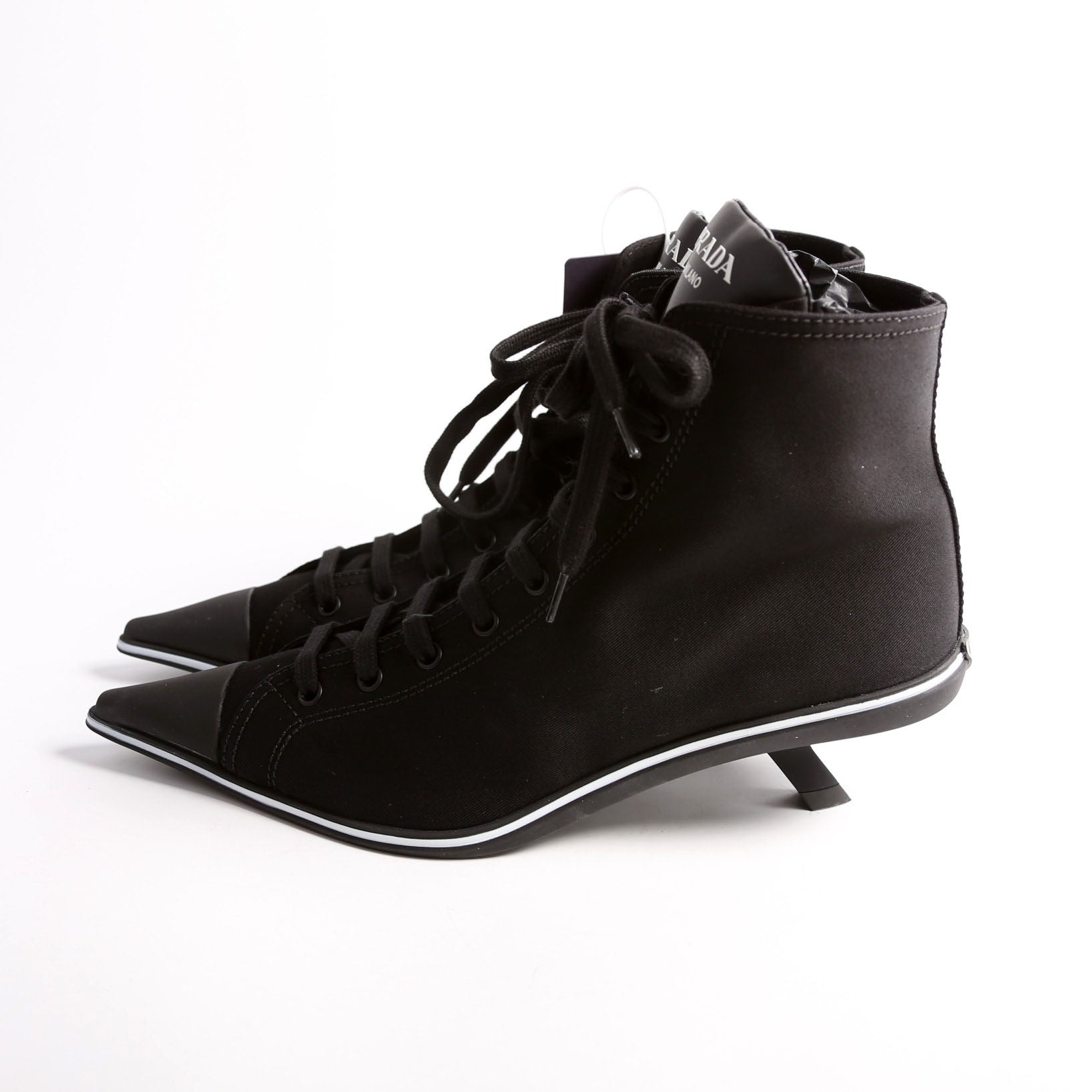 Prada Pointed Toe Sneaker Kitten Heel Size 37.5