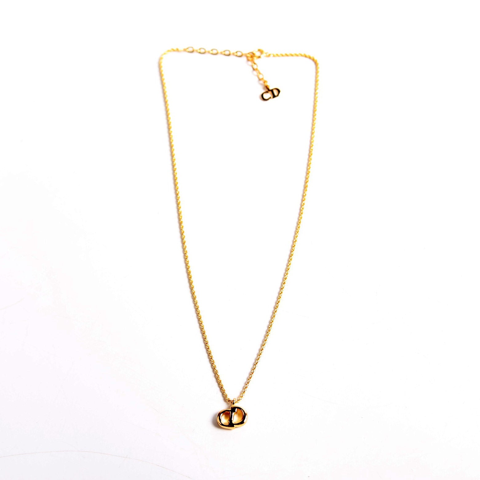 Vintage CD Pendant Necklace Gold