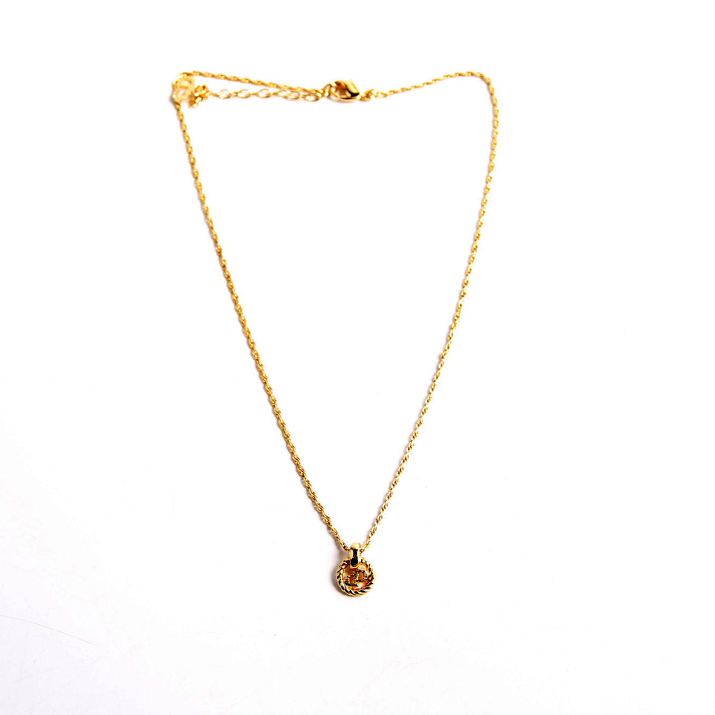 Vintage Circle CD Pendant Necklace Gold
