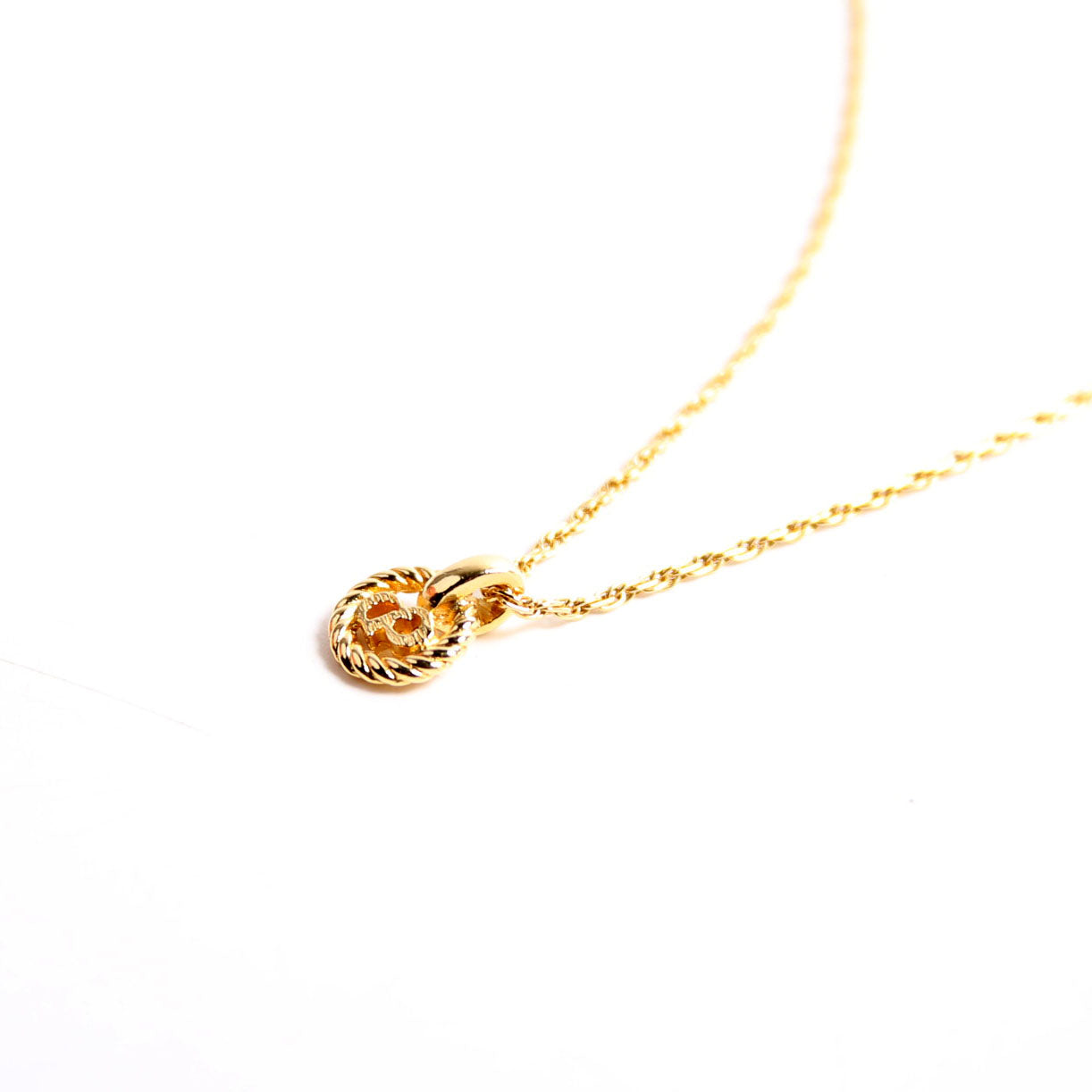 Vintage Circle CD Pendant Necklace Gold