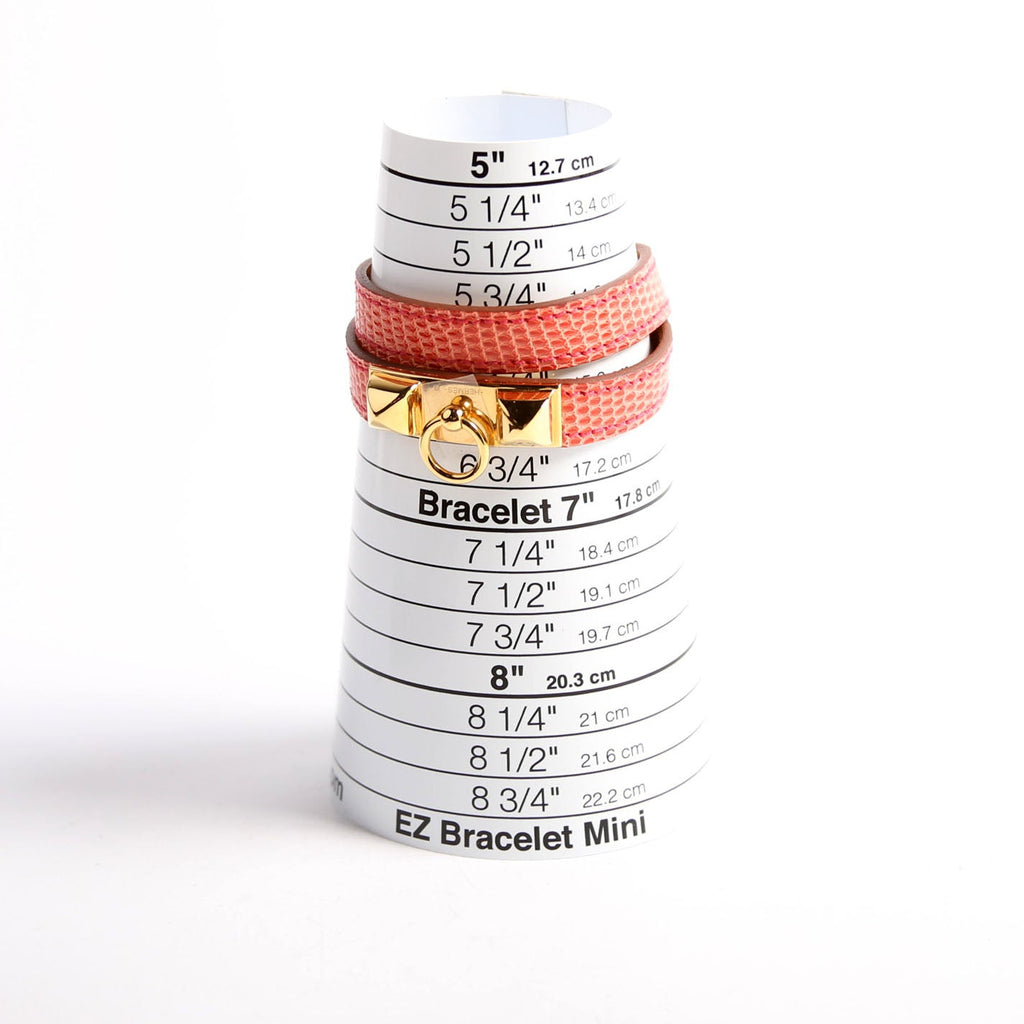 Hermes Kelly Double Tour Lizard Leather Bracelet Pink/Gold