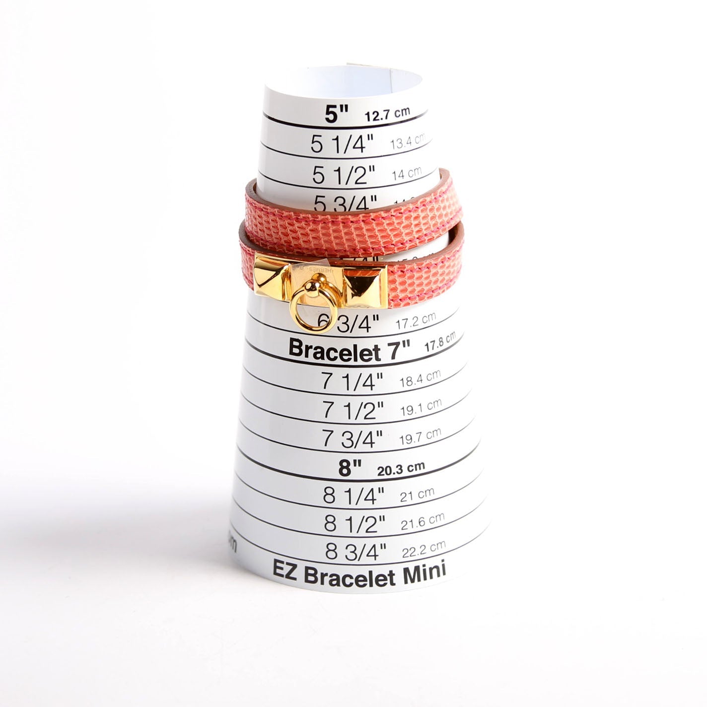 Hermes Kelly Double Tour Lizard Leather Bracelet Pink/Gold