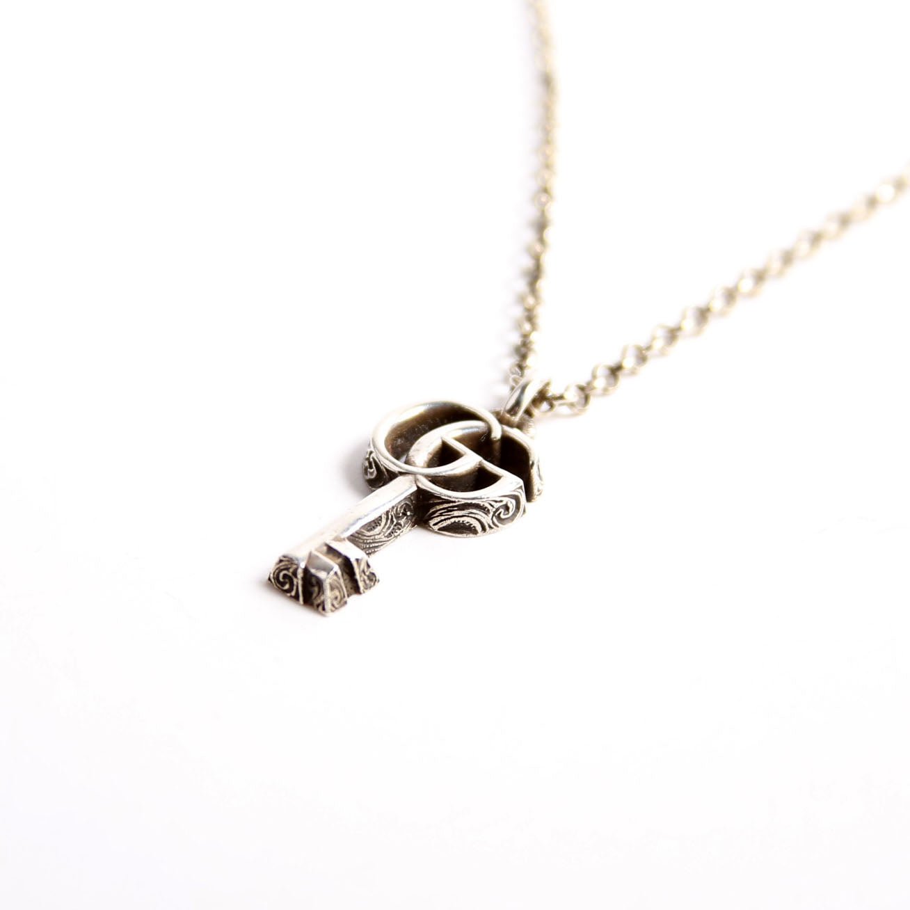 Double G Key Pendant Necklace 925