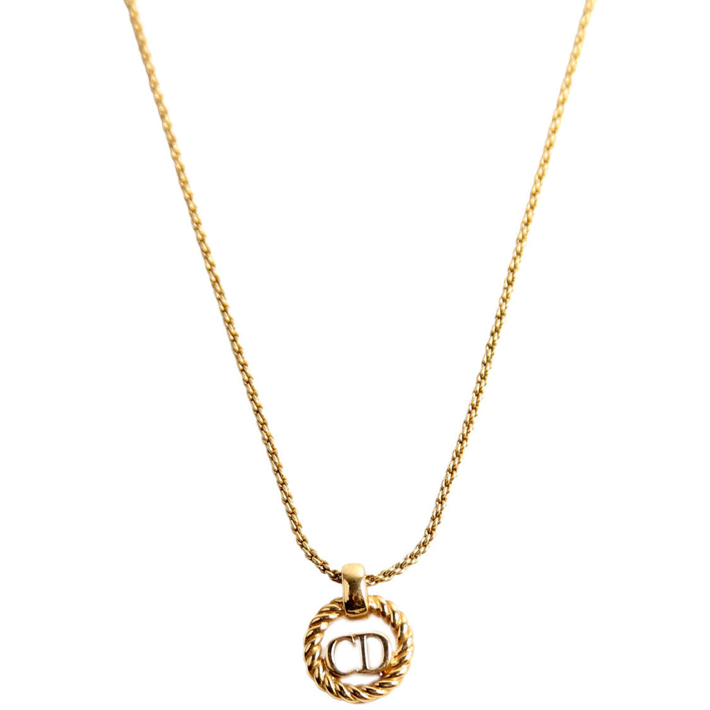 Vintage Circle CD Pendant Necklace Gold